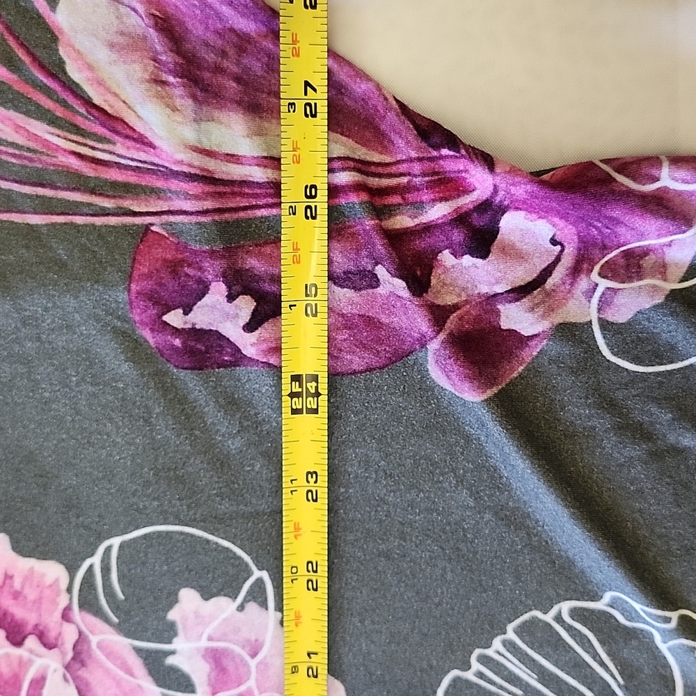 KAHULALE'A Hawaii Cattleya Orchid T-Shirt Midi Casual Dress Pink Gray Islandwear - Picture 4 of 7